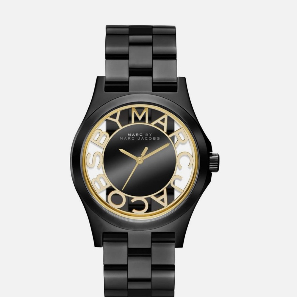 NEW Marc by Marc Jacobs Henri Skeleton Black and Gold Watch